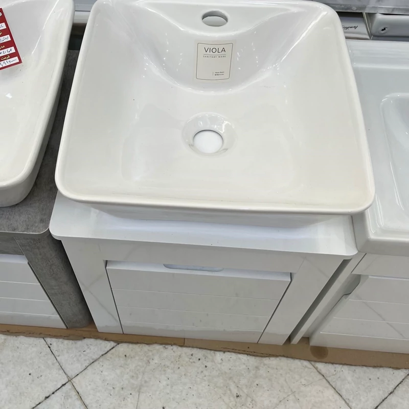 روشویی کابینتی pvc سفید سایز 40 با سنگ ویولا (پس کرایه)