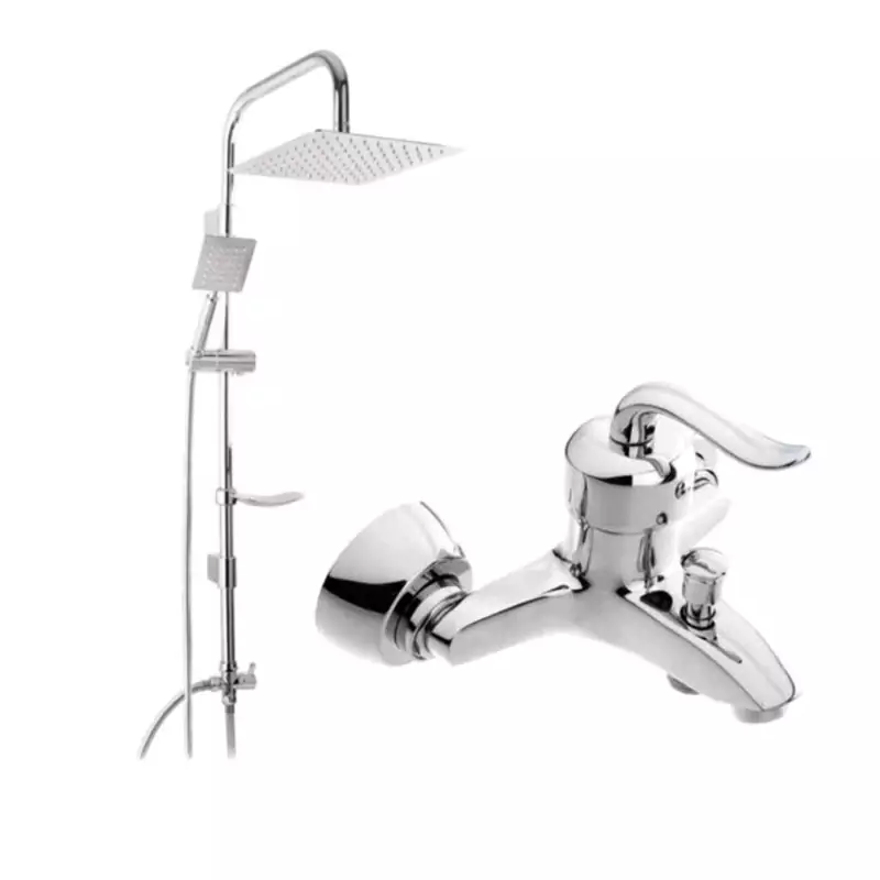 ست شیر دوش قاجاری کروم با علم دوش دوکاره مربع استیل(پس کرایه)